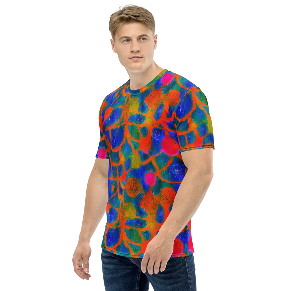 Vibrant Mosaic on Men's Crew Neck T-Shirt — Left
