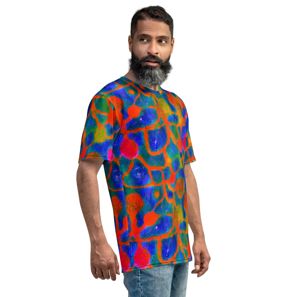 Vibrant Mosaic on Men's Crew Neck T-Shirt — Right