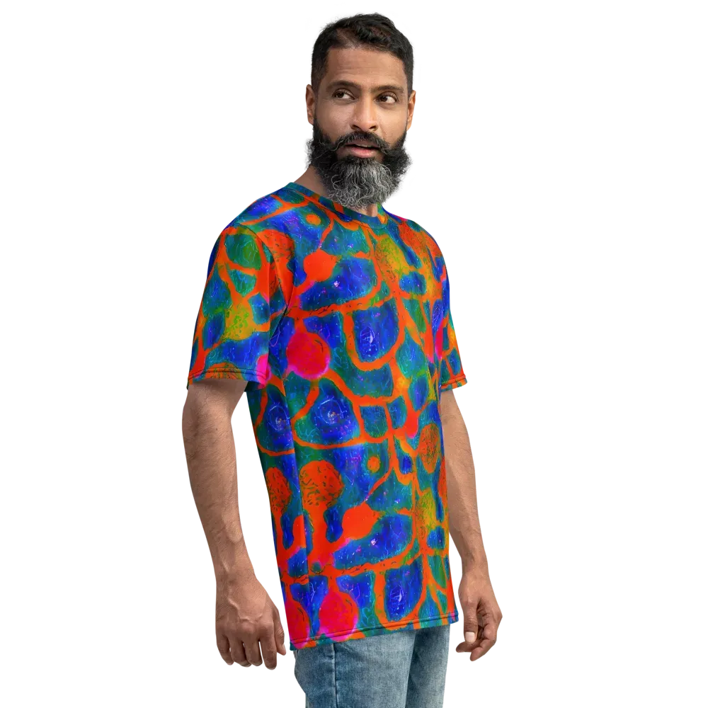 Vibrant Mosaic on Men's Crew Neck T-Shirt — Right
