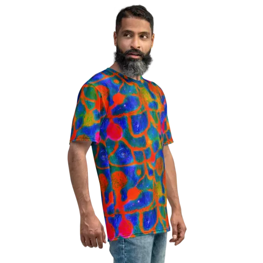 Vibrant Mosaic on a Men's Crew Neck T-Shirt