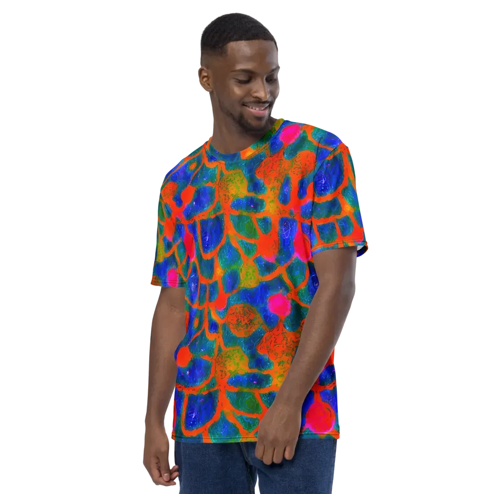 Vibrant Mosaic on Men's Crew Neck T-Shirt — Left
