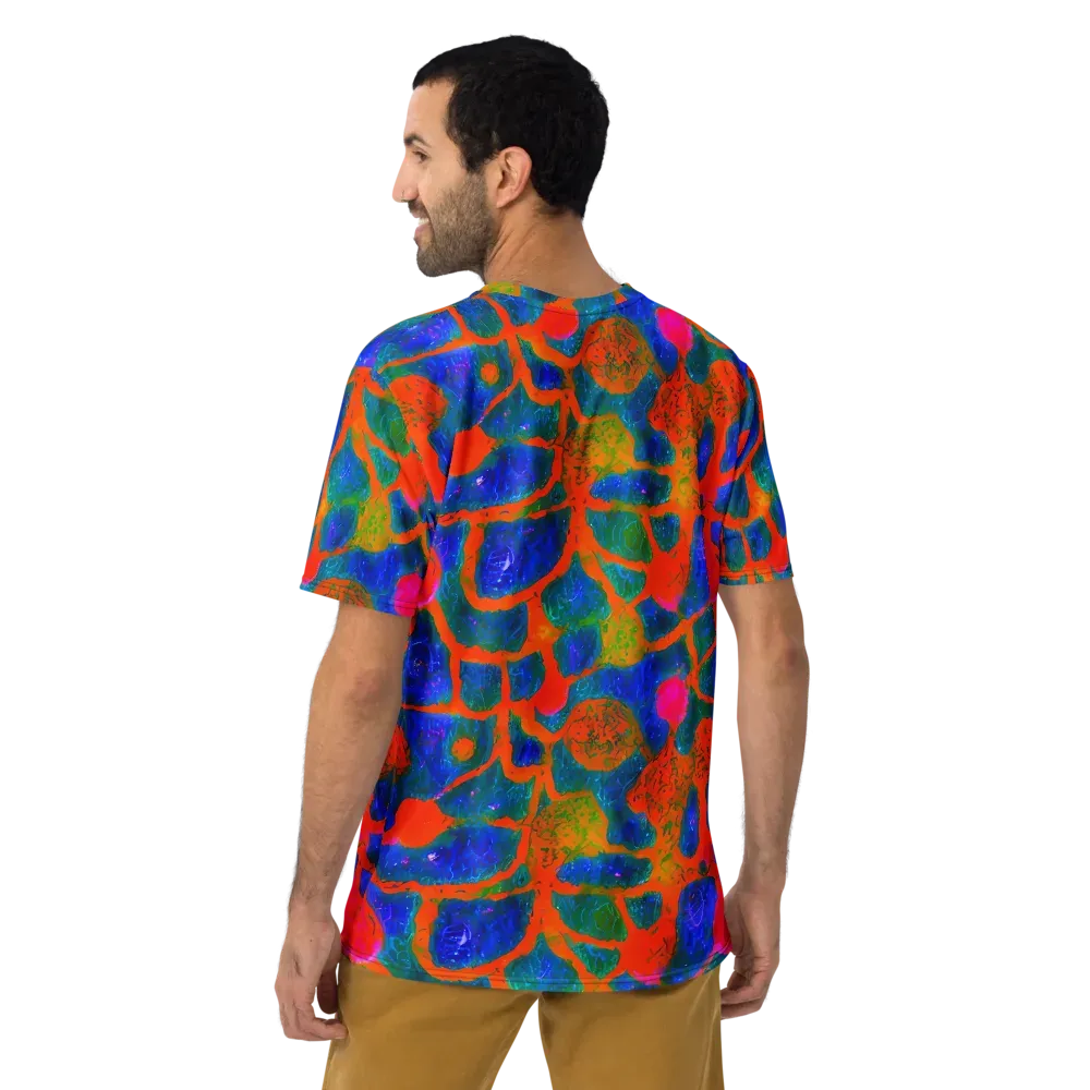 Vibrant Mosaic on Men's Crew Neck T-Shirt — Back