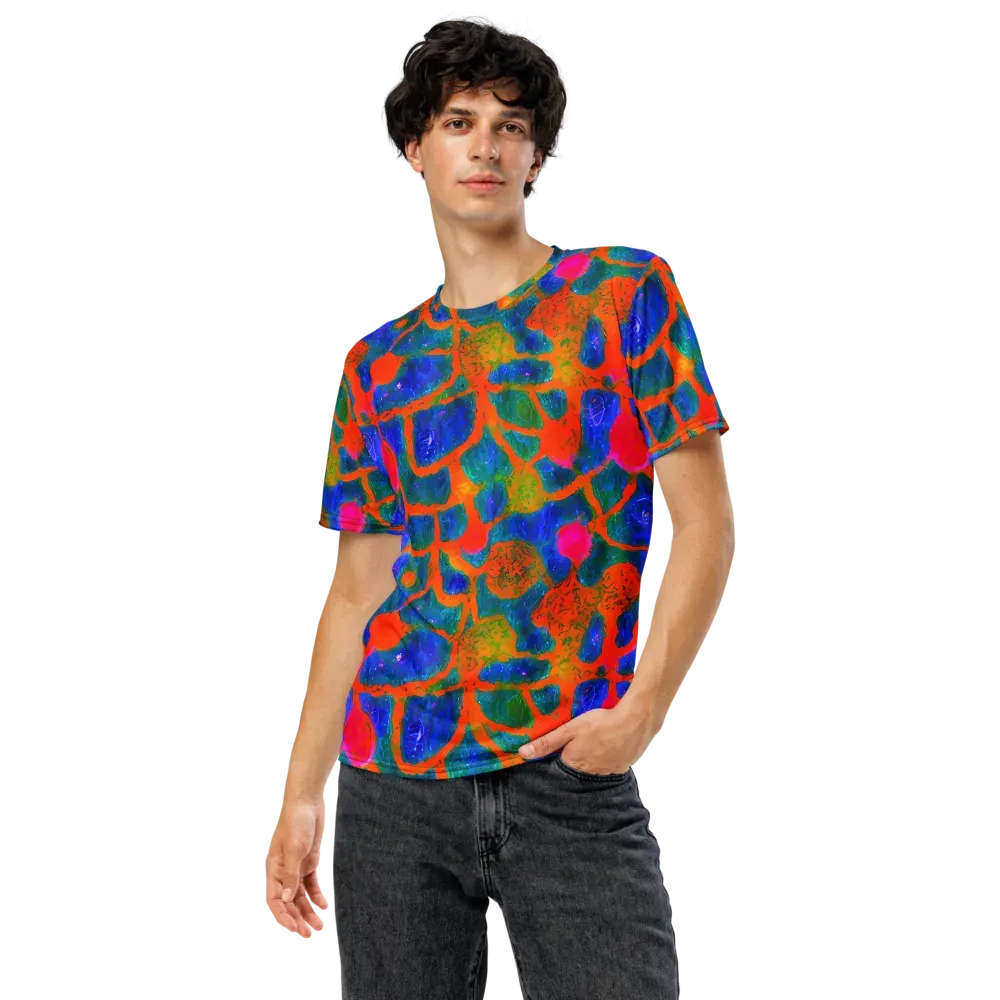 Vibrant Mosaic on Men's Crew Neck T-Shirt — Front