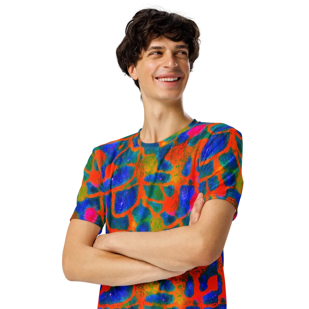 Vibrant Mosaic on Men's Crew Neck T-Shirt — Left Front