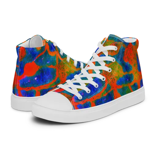 Vibrant Mosaic on a Men's High Top Canvas Shoes