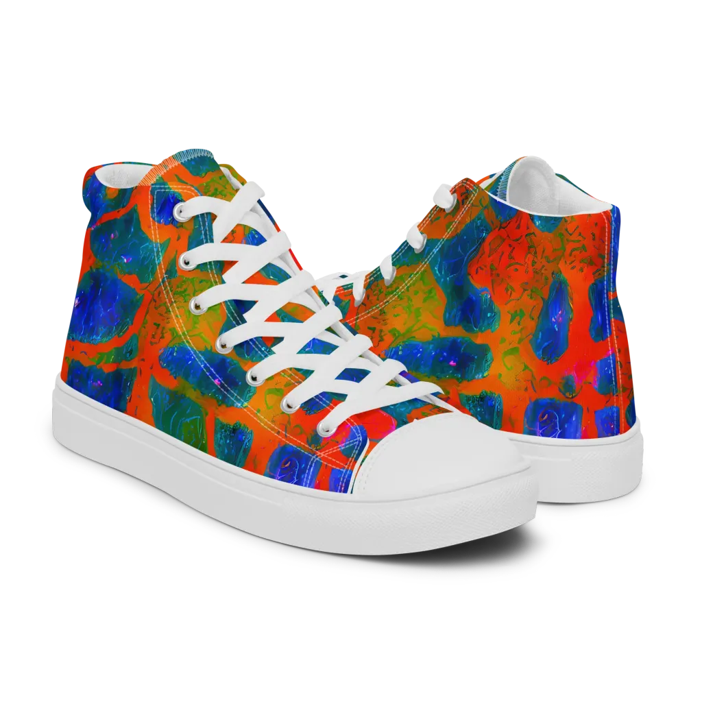 Vibrant Mosaic on Men's High Top Canvas Shoes — Right