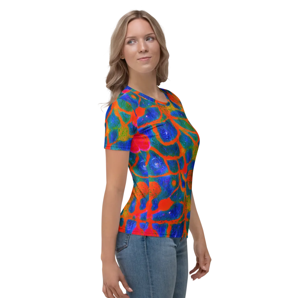 Vibrant Mosaic on Women's Crew Neck T-Shirt — Right