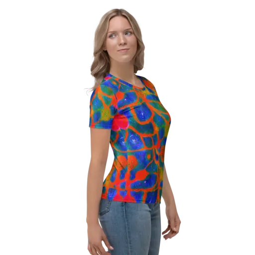 Vibrant Mosaic on a Women's Crew Neck T-Shirt