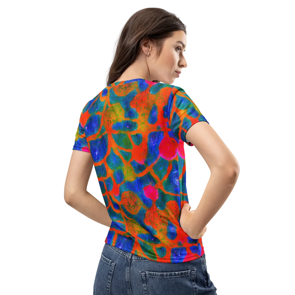 Vibrant Mosaic on Women's Crew Neck T-Shirt — Back