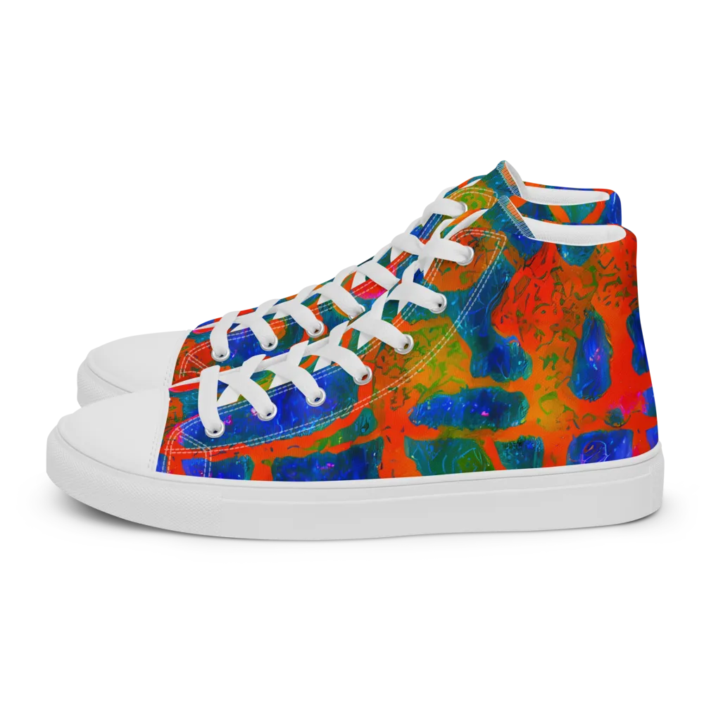 Vibrant Mosaic on Women's High Top Canvas Shoes — Left