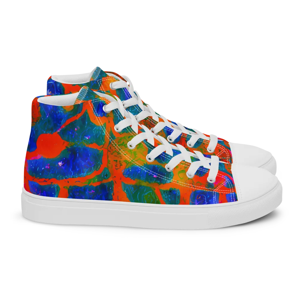Vibrant Mosaic on Women's High Top Canvas Shoes — Right