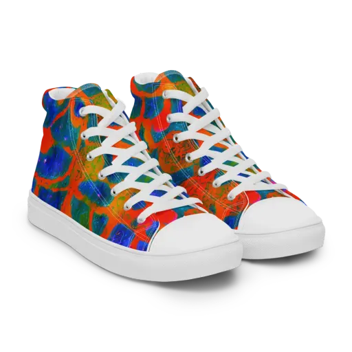 Vibrant Mosaic on a Women's High Top Canvas Shoes