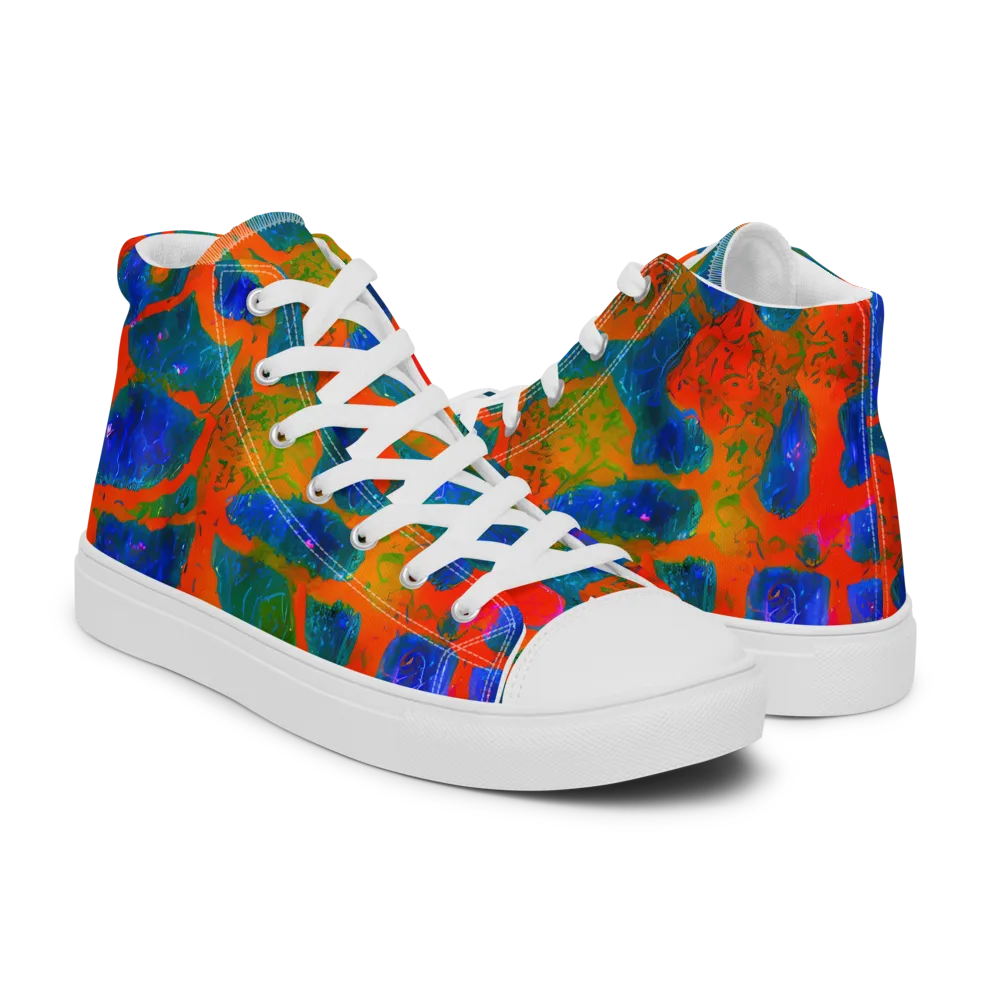 Vibrant Mosaic on Women's High Top Canvas Shoes — Right