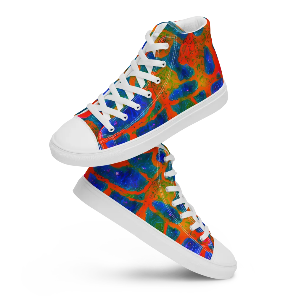 Vibrant Mosaic on Women's High Top Canvas Shoes — Front