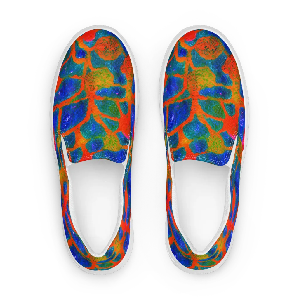 Vibrant Mosaic on Men's Slip-On Canvas Shoes — Front