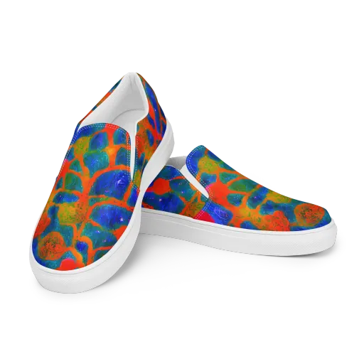 Vibrant Mosaic on a Men's Slip-On Canvas Shoes