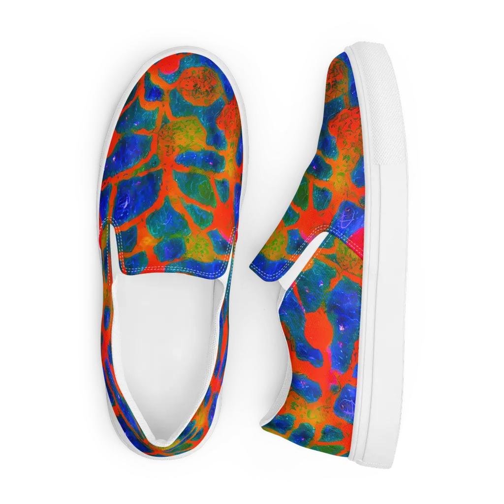 Vibrant Mosaic on Men's Slip-On Canvas Shoes — Front