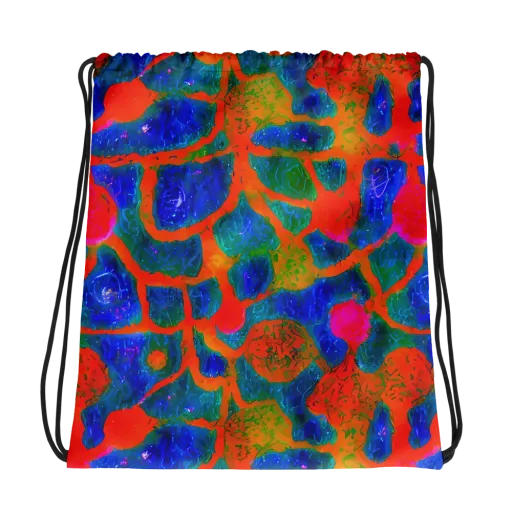 Vibrant Mosaic on a Drawstring Bag
