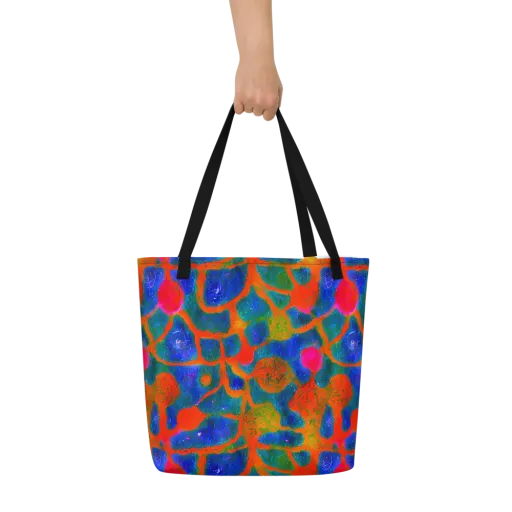 Vibrant Mosaic on a Large Tote Bag W/ Pocket