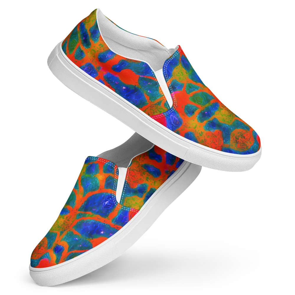 Vibrant Mosaic on Women's Slip-On Canvas Shoes — Front
