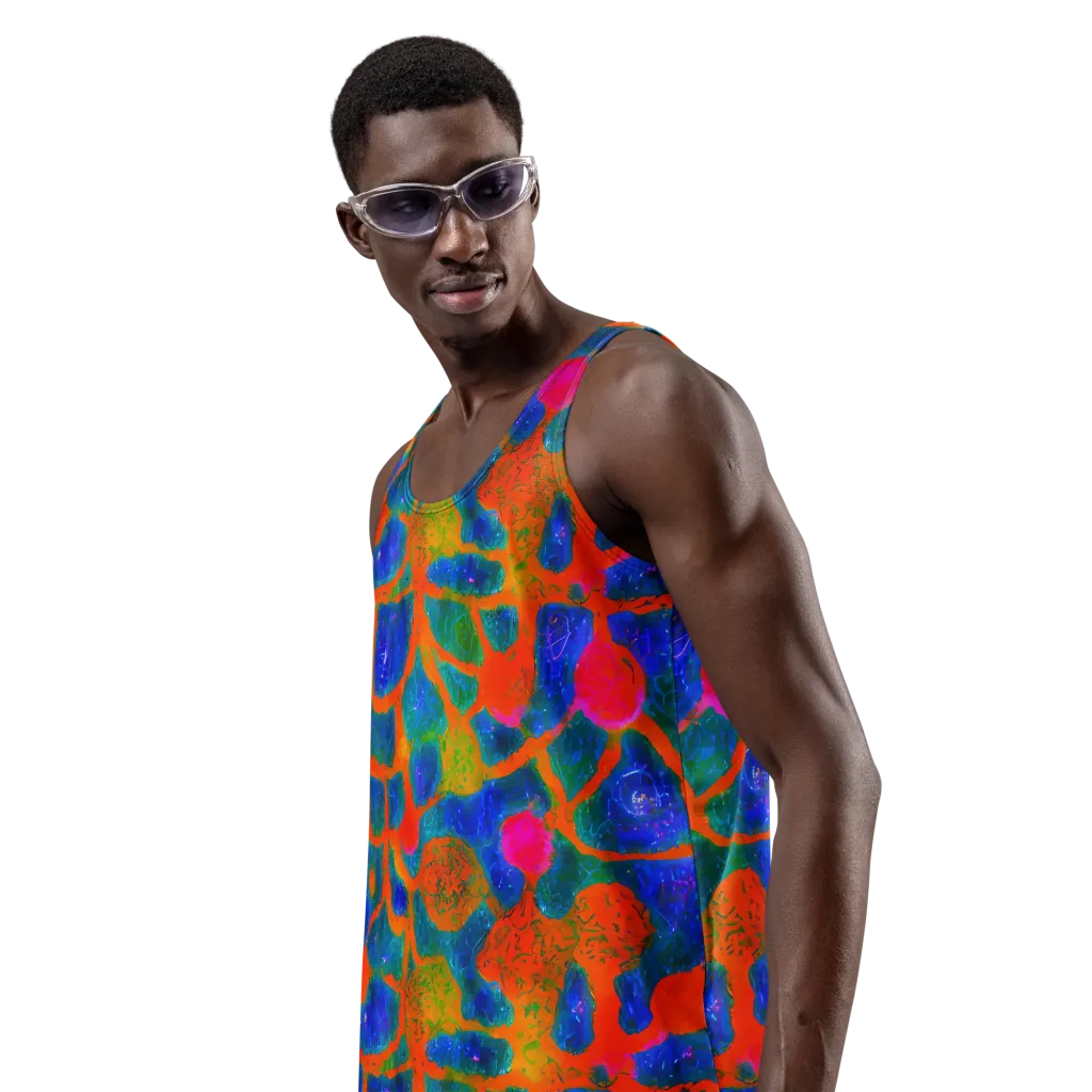 Vibrant Mosaic on Men's Tank Top — Left