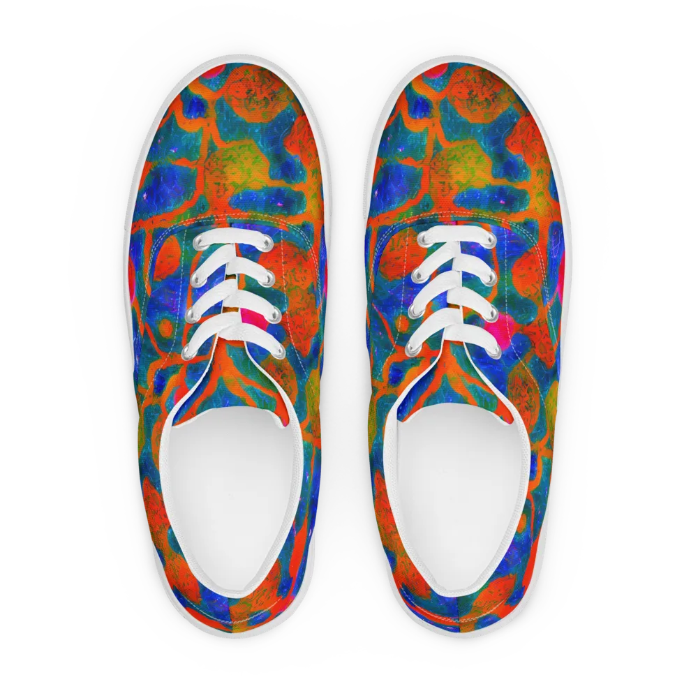 Vibrant Mosaic on Men's Lace-Up Canvas Shoes — Front