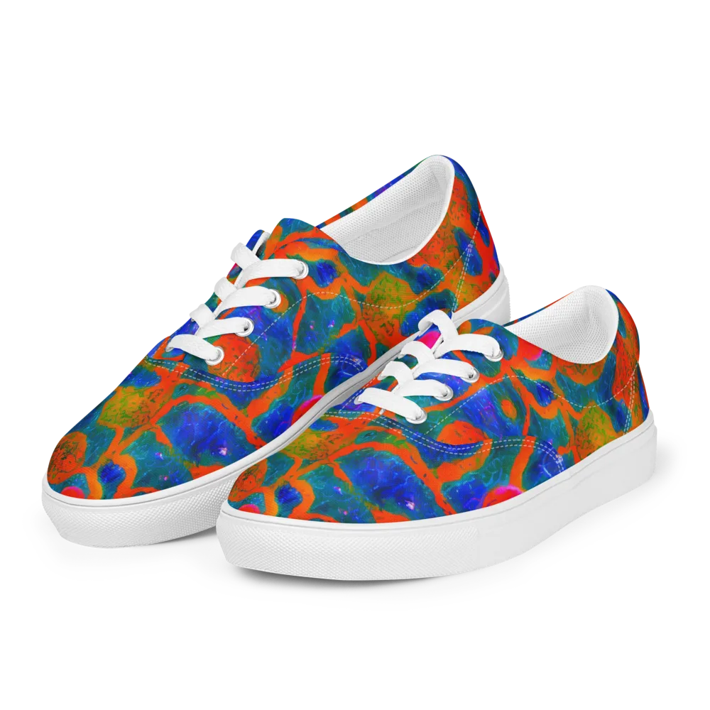 Vibrant Mosaic on Men's Lace-Up Canvas Shoes — Left Front