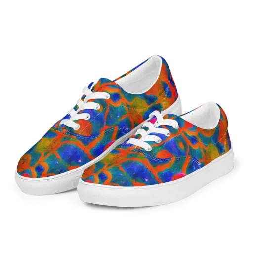 Vibrant Mosaic on a Men's Lace-Up Canvas Shoes