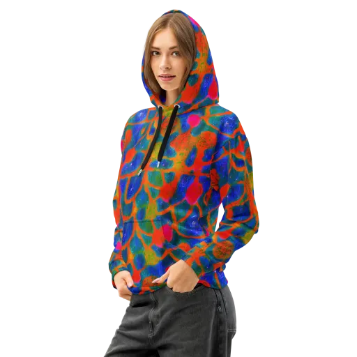 Vibrant Mosaic on a Cotton Hoodie