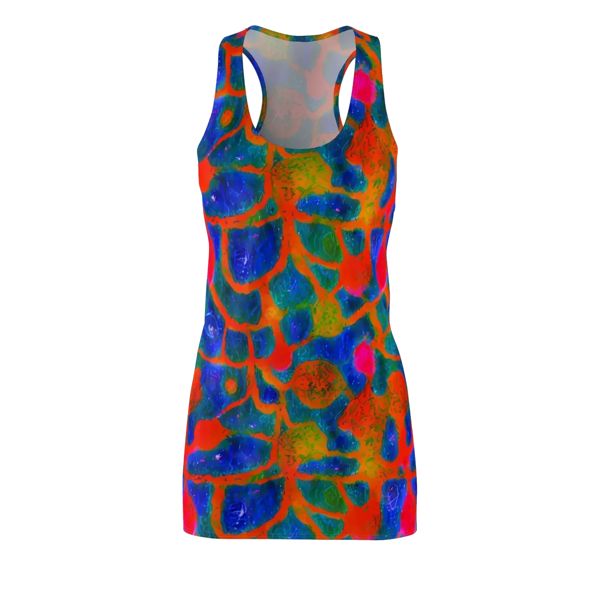 Vibrant Mosaic on Racerback Dress — Front
