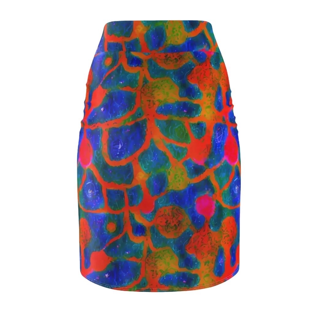 Vibrant Mosaic on Pencil Skirt — Back