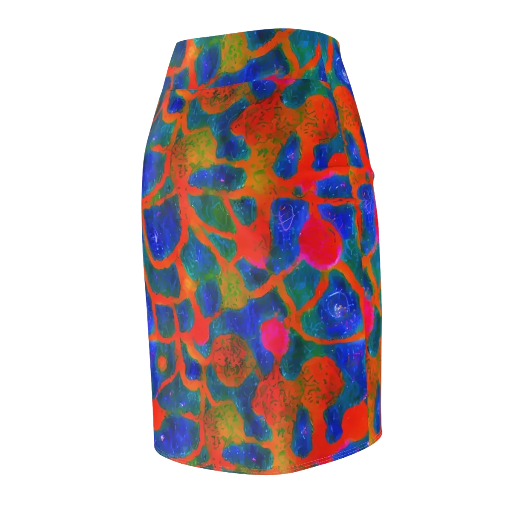 Vibrant Mosaic on Pencil Skirt — Back Side