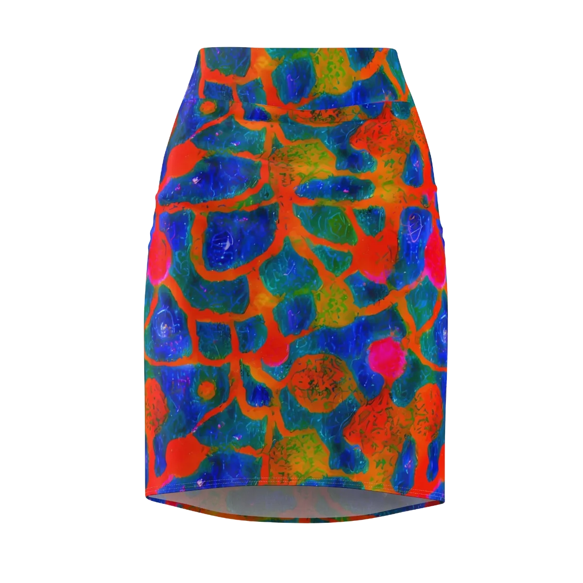 Vibrant Mosaic on Pencil Skirt — Front