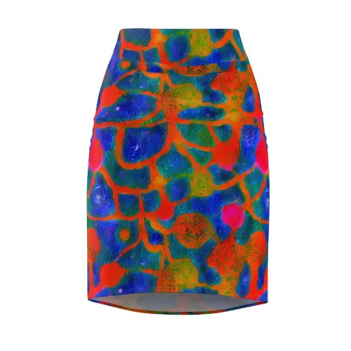 Vibrant Mosaic on a Pencil Skirt