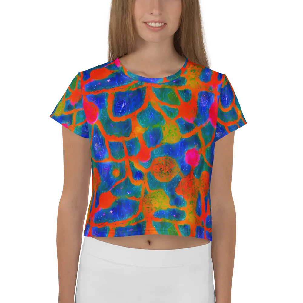Vibrant Mosaic on Crop Tee — Front
