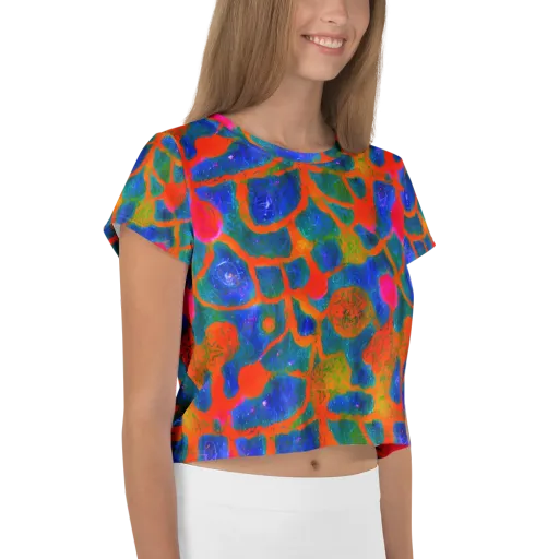 Vibrant Mosaic on a Crop Tee