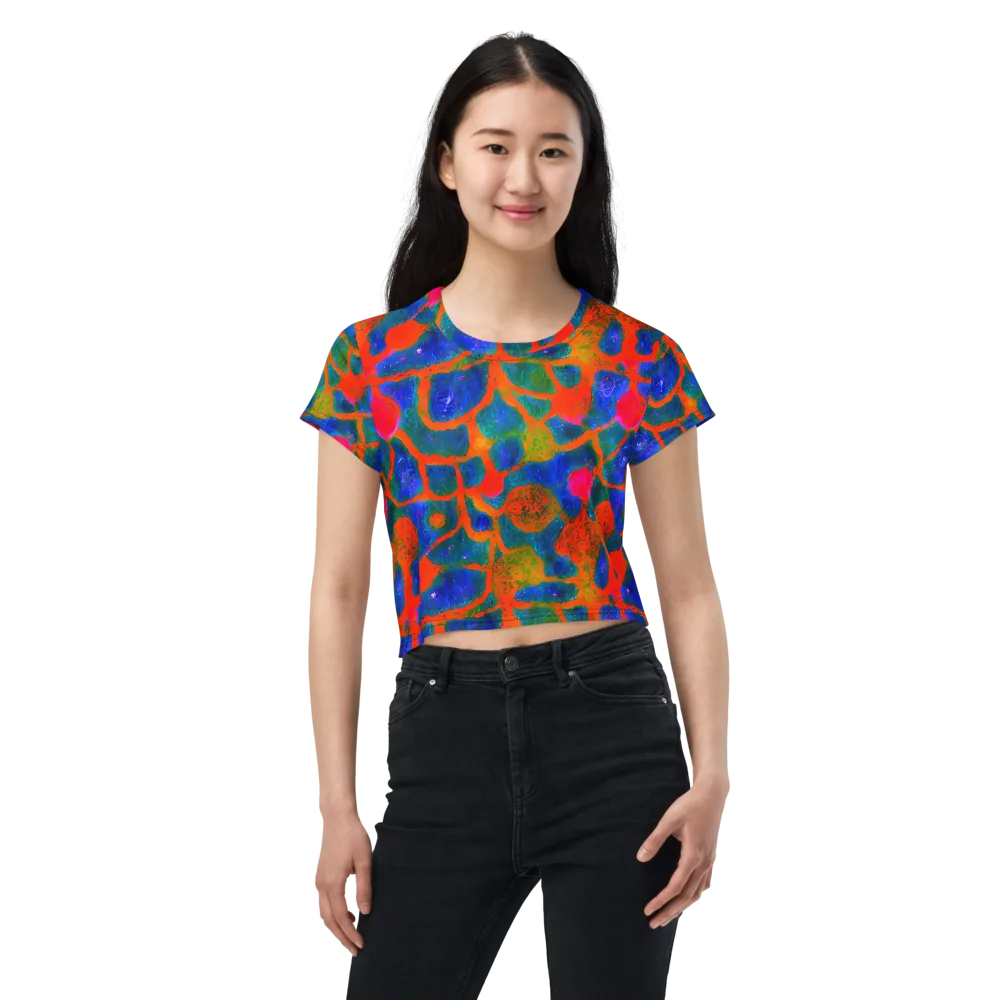 Vibrant Mosaic on Crop Tee — Front