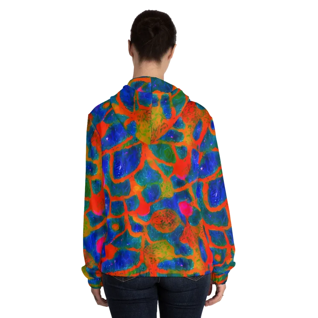 Vibrant Mosaic on Women's Full-Zip Hoodie — Back On Person