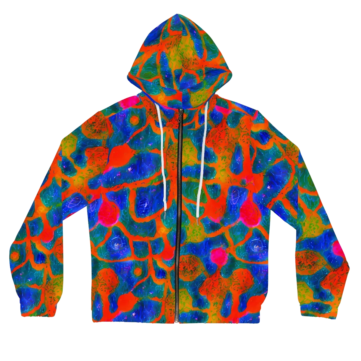 Vibrant Mosaic on Women's Full-Zip Hoodie — Front
