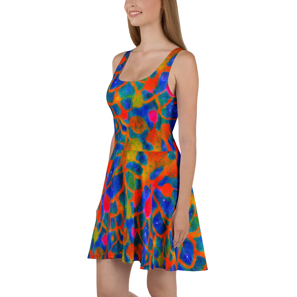 Vibrant Mosaic on Skater Dress — Left