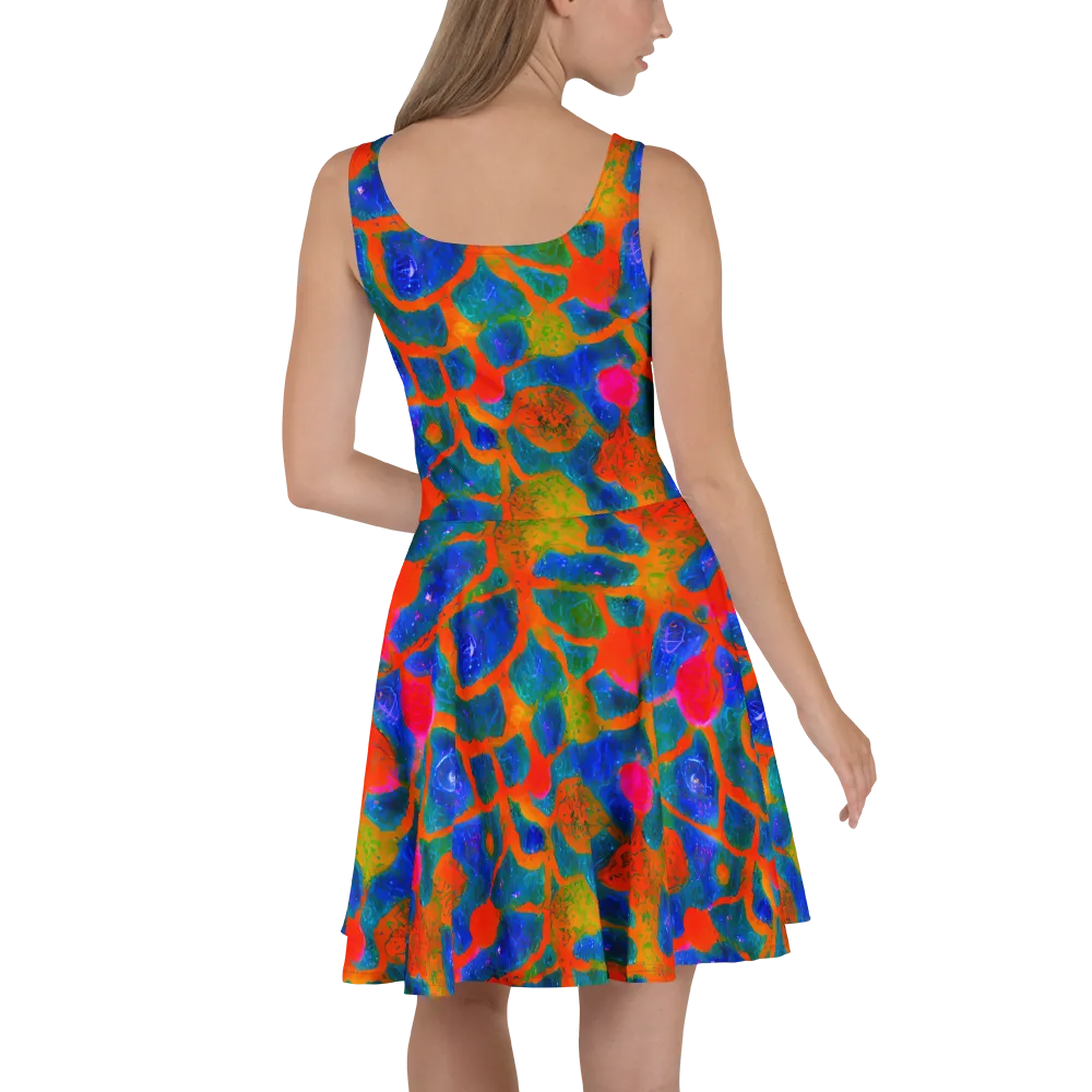 Vibrant Mosaic on Skater Dress — Back