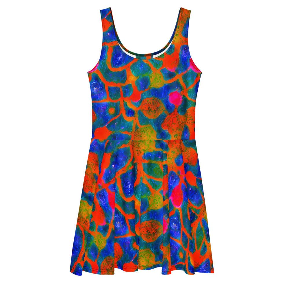 Vibrant Mosaic on Skater Dress — Front