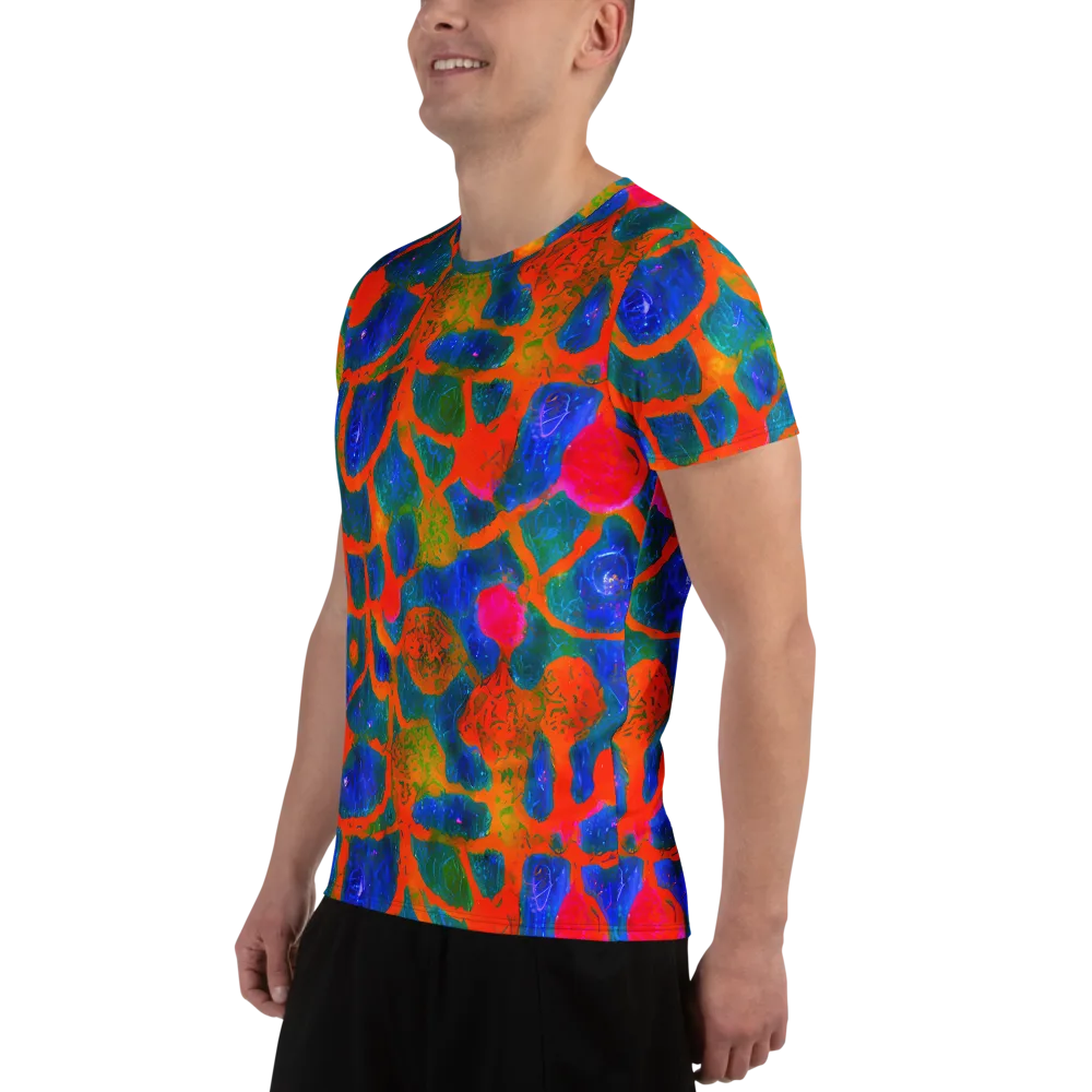 Vibrant Mosaic on Men's Athletic T-Shirt — Left