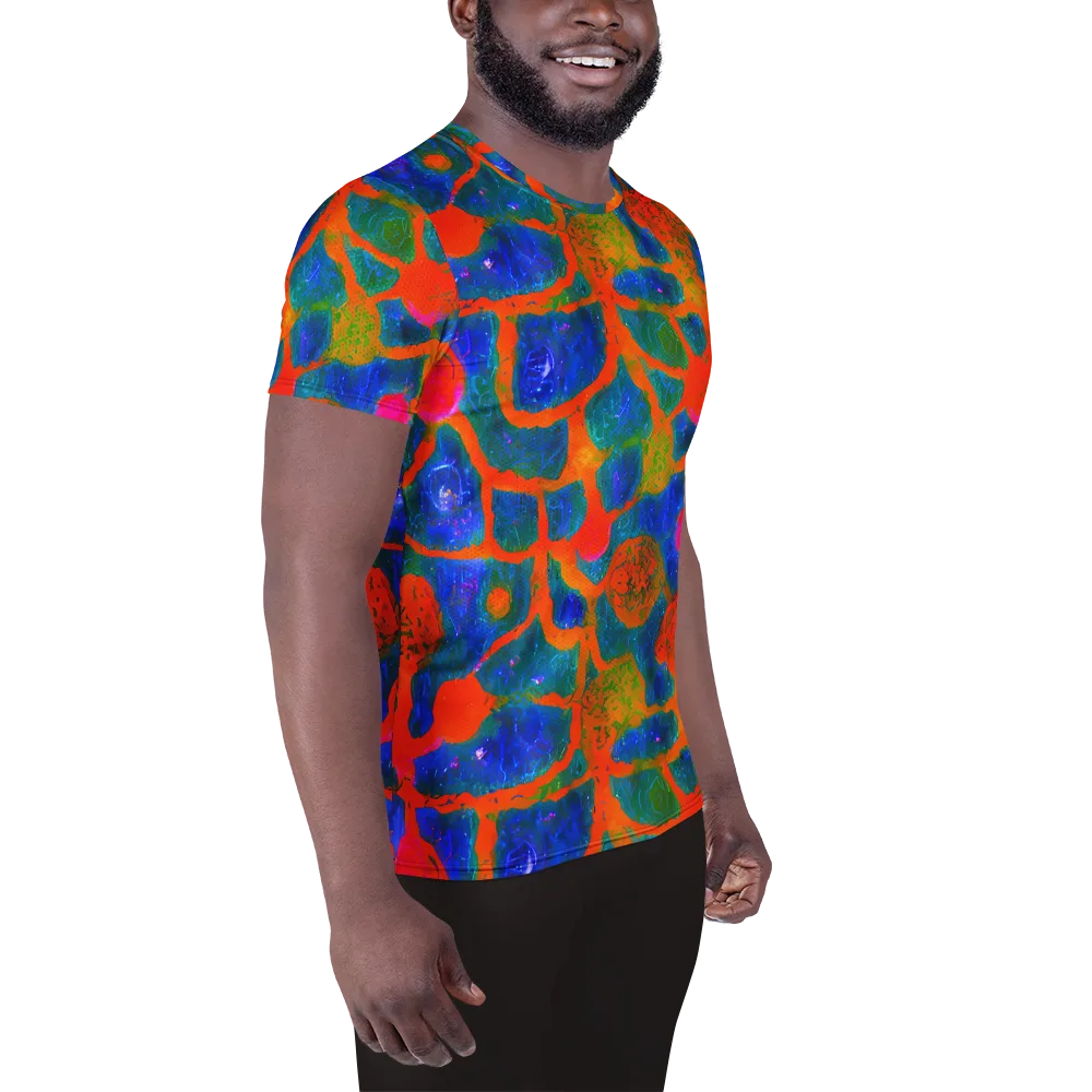 Vibrant Mosaic on Men's Athletic T-Shirt — Right