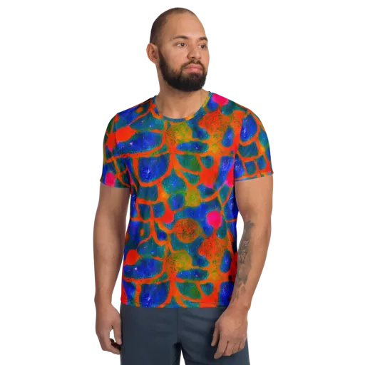 Vibrant Mosaic on a Men's Athletic T-Shirt