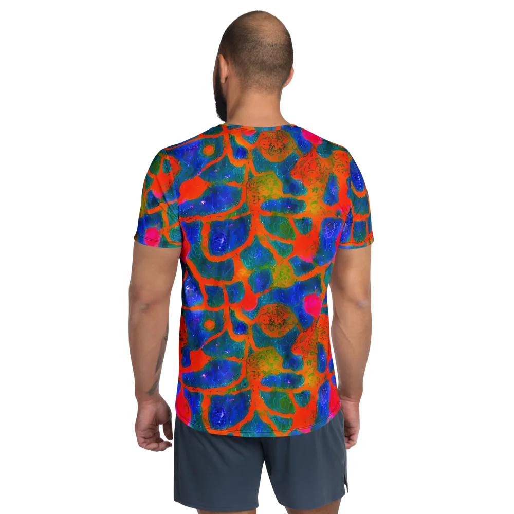 Vibrant Mosaic on Men's Athletic T-Shirt — Back