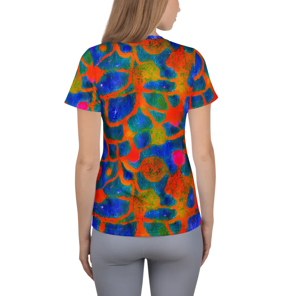 Vibrant Mosaic on Women's Athletic T-Shirt — Back