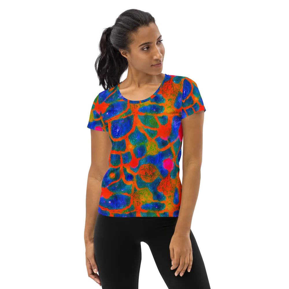 Vibrant Mosaic on Women's Athletic T-Shirt — Front