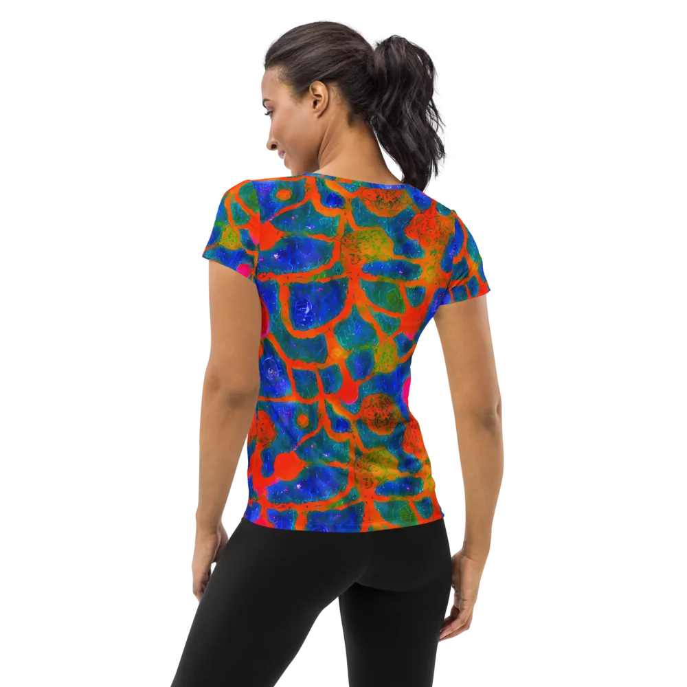 Vibrant Mosaic on Women's Athletic T-Shirt — Back