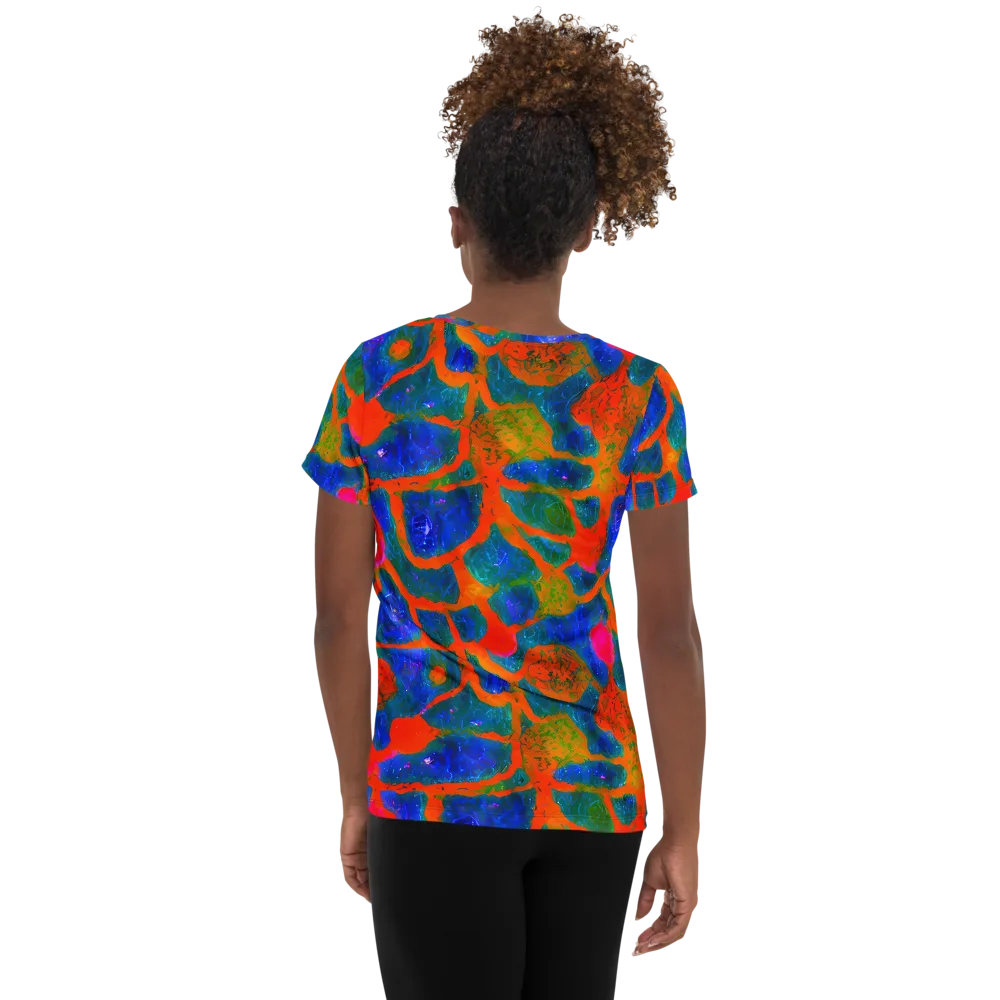 Vibrant Mosaic on Women's Athletic T-Shirt — Back